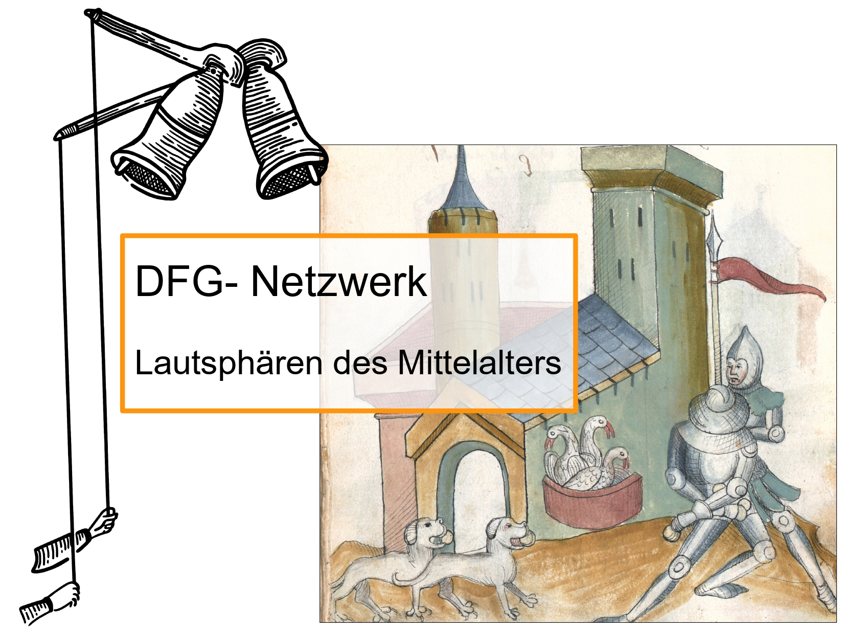 Grafik und Überschrift "DFG-Netzwerk Lautsphären des Mittelalters"